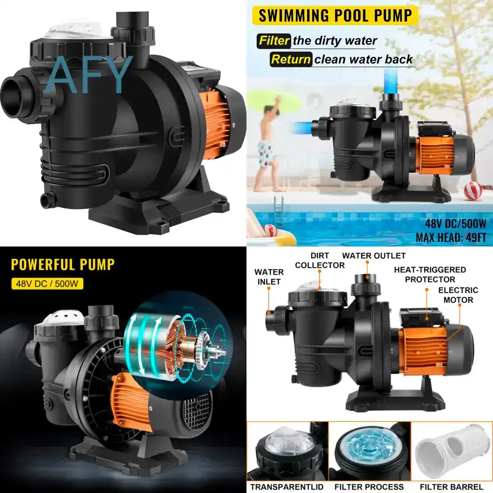 Solar Pool Pump 48V Dc - VEVORプールポンプ 48V DC 500W ソーラーウォーターポンプ スイミングプールろ過システム用水中DCプールポンプ