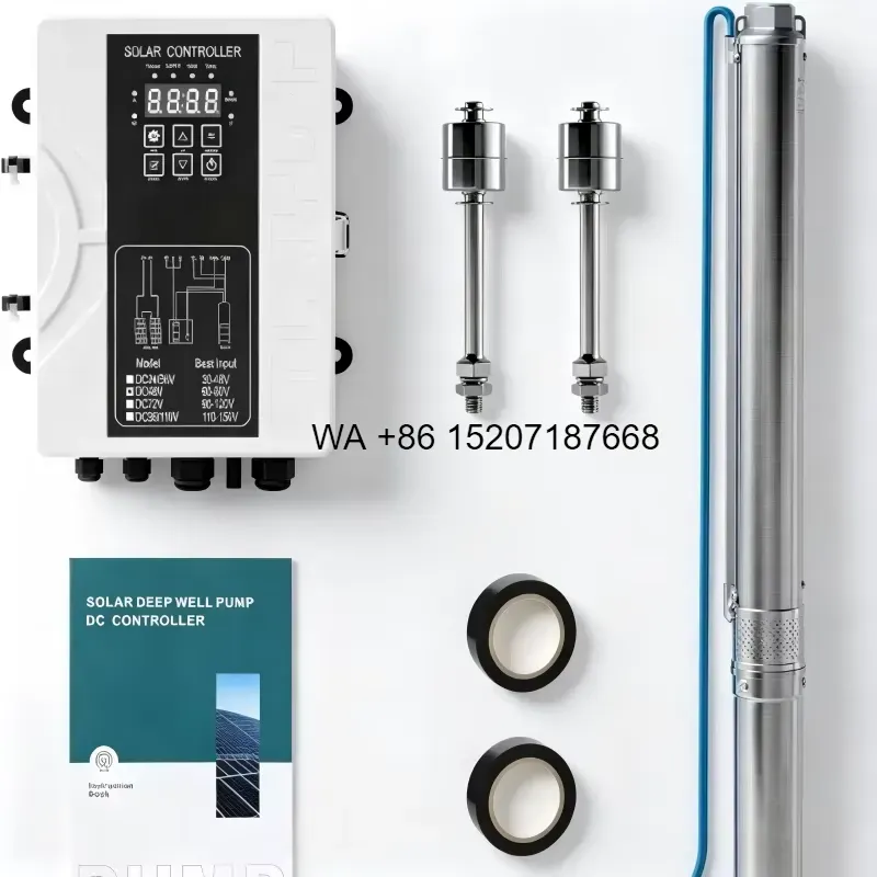 Solar Water Pump 48V Submersible - Wmwmnu 48V 750W 太陽光発電式水中ポンプ（MPPTコントローラー付き）、3インチステンレス製深井戸用ポンプキット、揚程230フィート。
