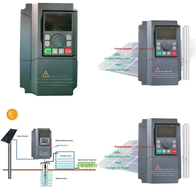 Mppt Solar Pump Controller 1.5Kw - HL710 0.75KW 1.5KW 2.2KW 220V 業務用多機能深井戸ポンプソーラーコントローラーインバーター