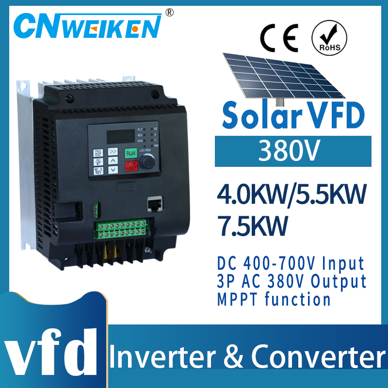 Solar Pump Inverter 2.2Kw - VFD 7.5KW 10HP 新型ソーラーインバーター式水中ポンプモーター、DC入力から380V 3相出力への変換、モーター用周波数インバーター。