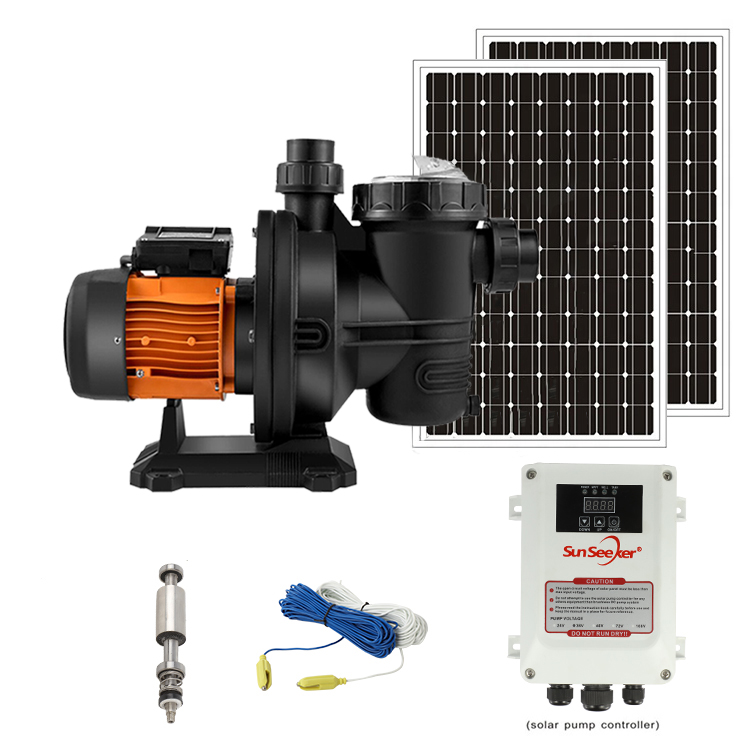 Solar Pool Pump 48V Dc - SUNSEEKER 48V DC 550W 太陽光発電式プールポンプ、プラスチック製インペラーモーター、太陽光パネル（推奨：400W/36V、2個）。