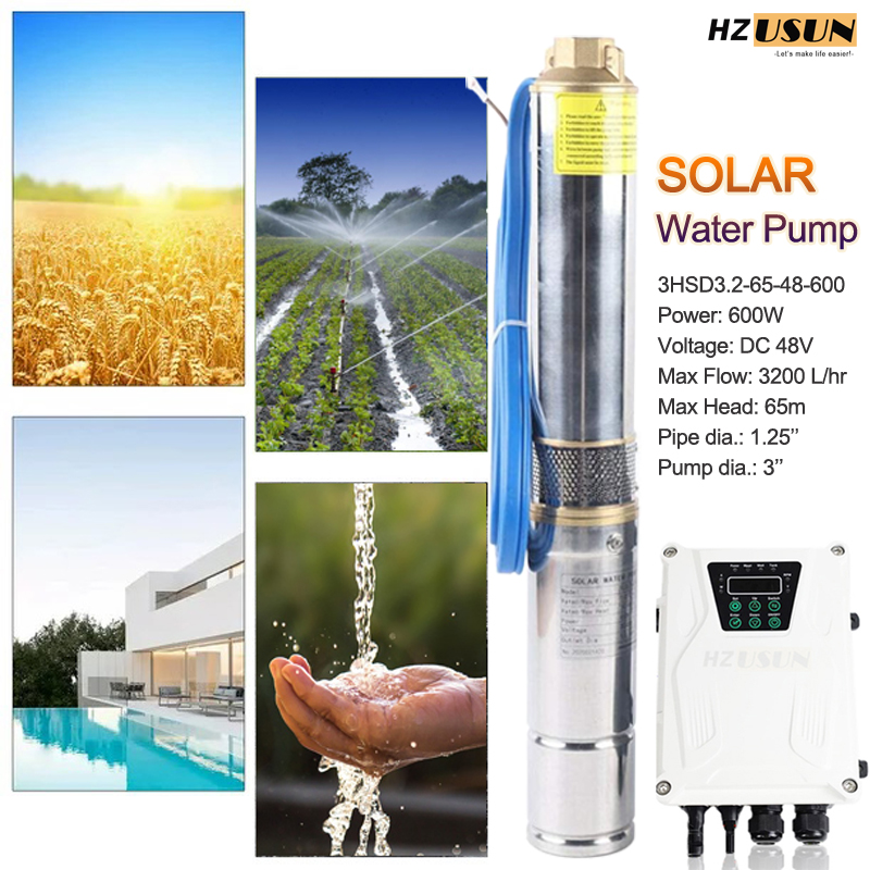 HZUSUN 3インチDC 600Wソーラーエネルギー深井戸 - Solar Water Pump 48V Submersible のレビューと価格
