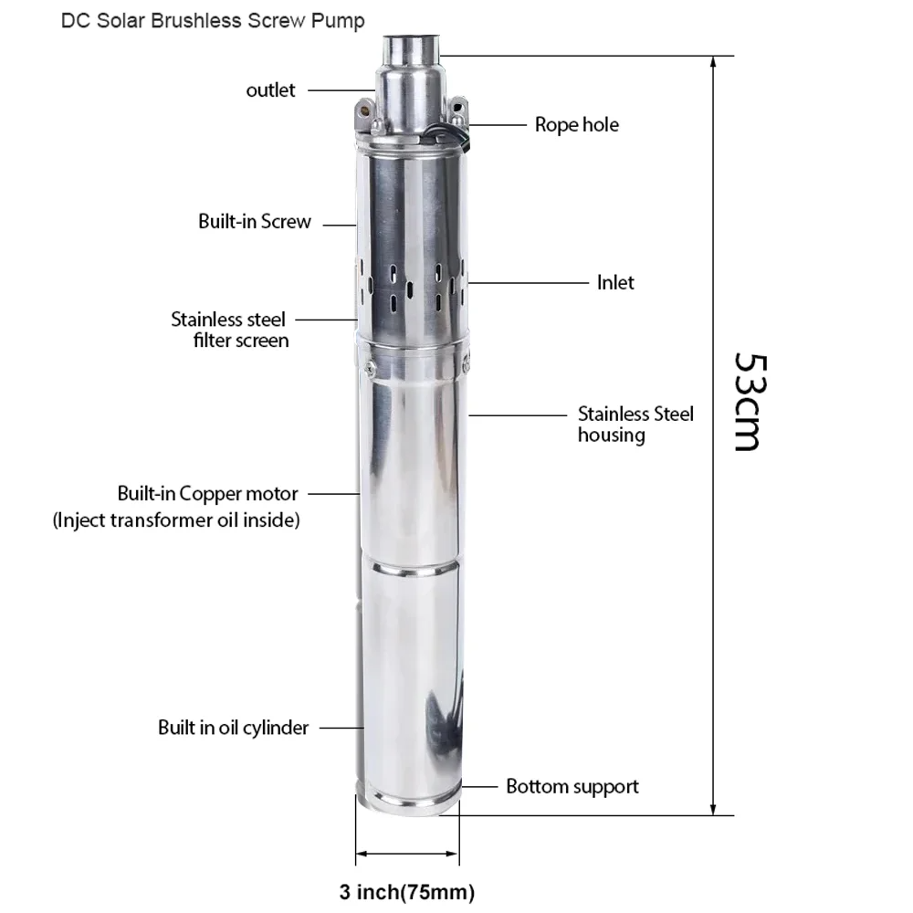 深井戸ソーラーウェルポンプ,750w,48v,60v,72v - Solar Water Pump 48V Submersible のレビューと価格