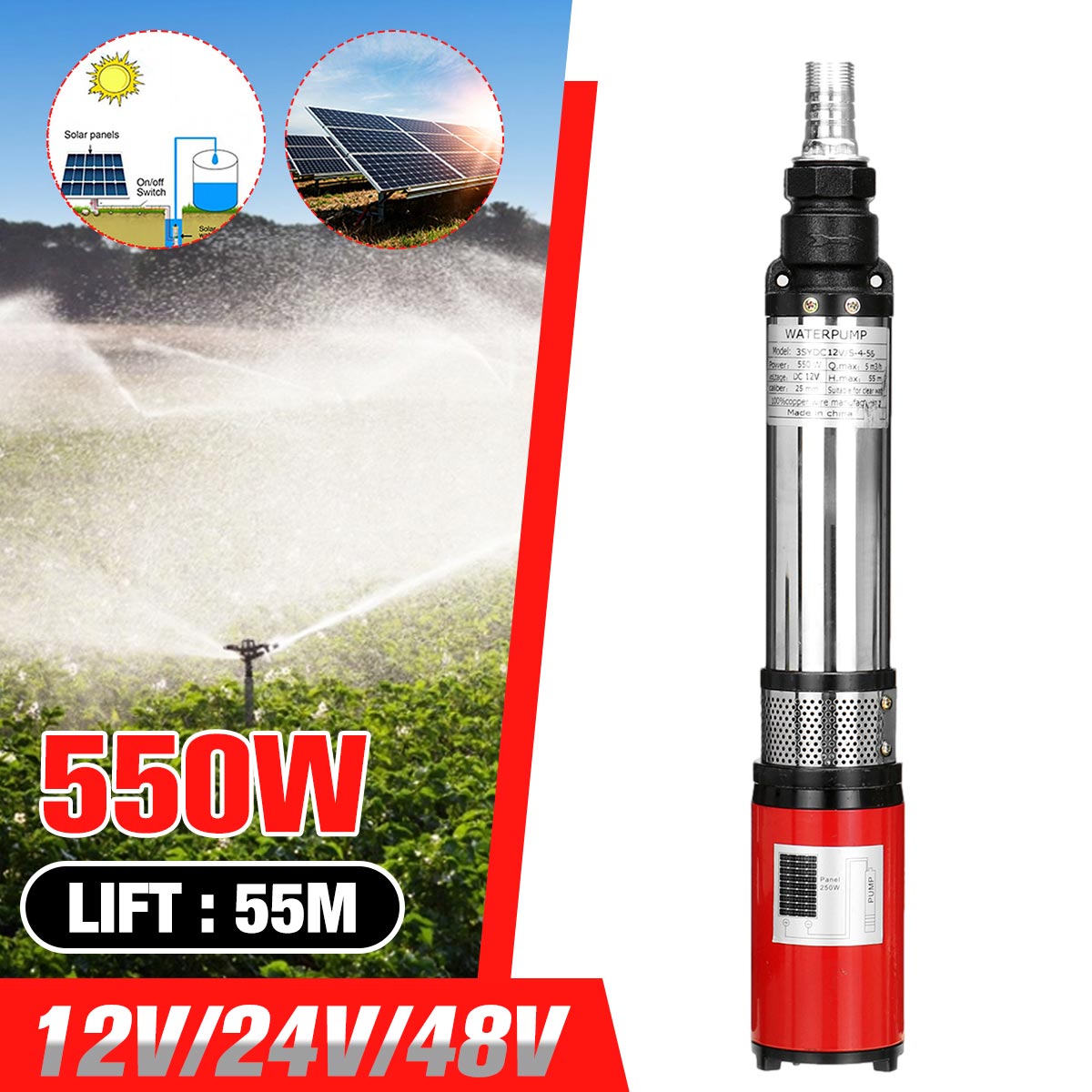 550W 12V 24V 48V 高揚程55m水中ポンプ 水 - Solar Water Pump 48V Submersible のレビューと価格