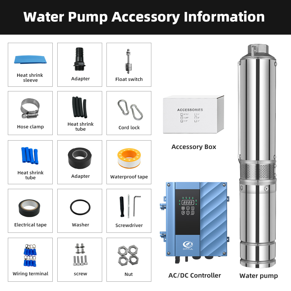DIFFUL 4インチ 2200W ソーラー深井戸水中ポンプ - Solar Water Pump 2200W 4 Inch のレビューと価格